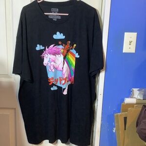 Men’s MARVEL DEADPOOL RIDING A UNICORN T-shirt Size 3XL